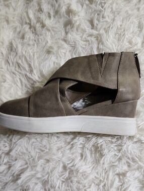 Journee Collection Taupe Slip-On Wedge Sneaker